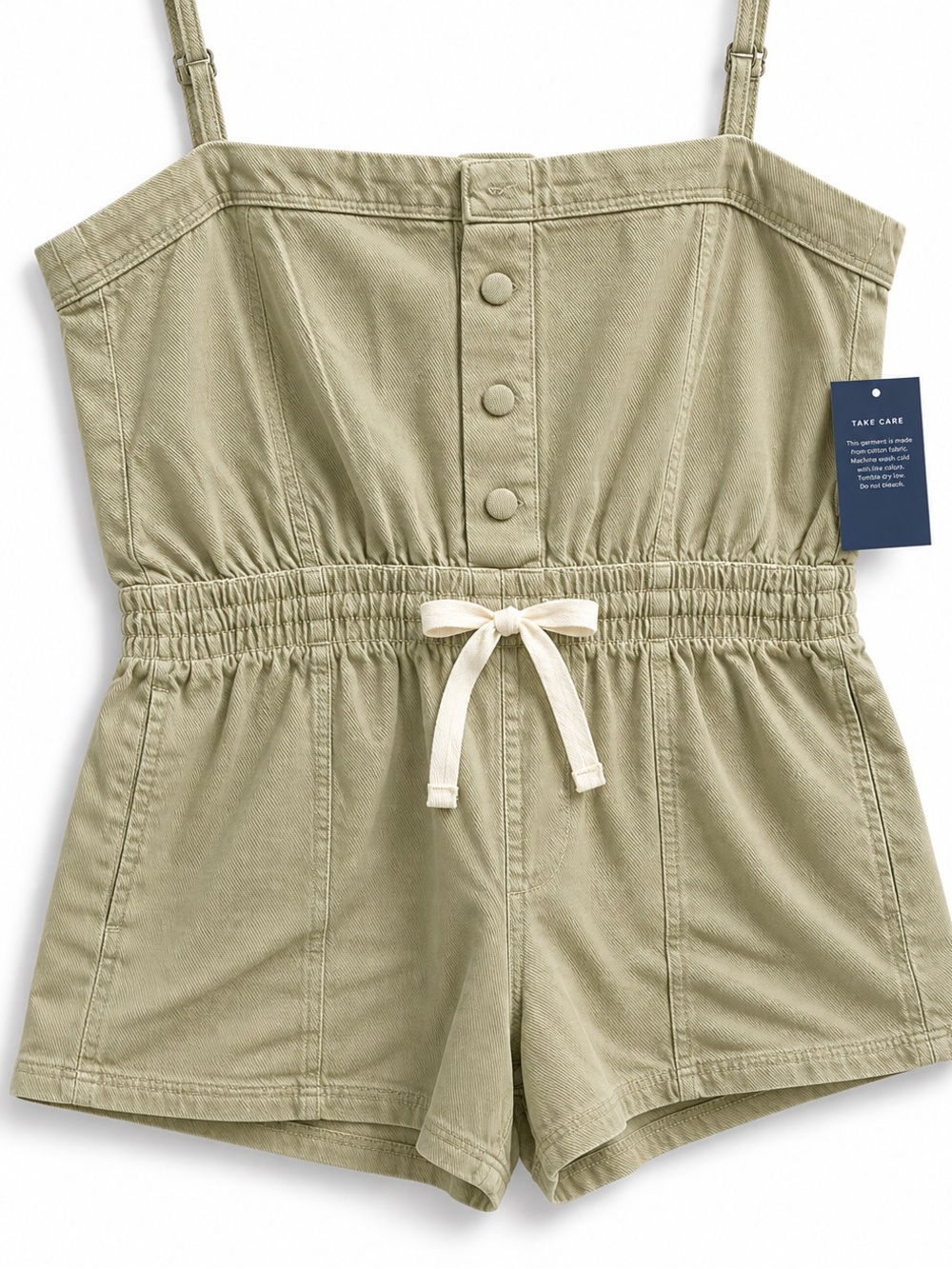 Universal Thread Olive Green Strapless Romper with Drawstring